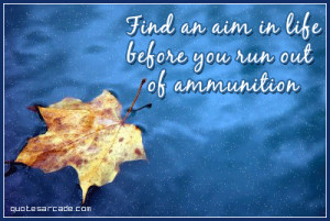 Find an aim in life before you run out of ammunition