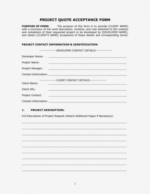 PAGE PROJECT QUOTE ACCEPTANCE FORM - MICROSOFT WORD DOC