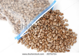 Sack Of Pinto Beans An open bag of pinto beans