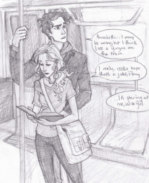 Percy getting distracted from distracting Annabeth from her homework ...
