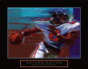 Determination Football Quarterback Motivational Poster Print - 28x22