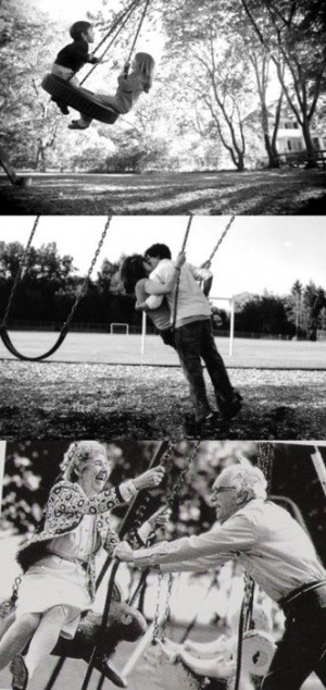 couple growing old together, swing