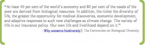 Quote from convention on biodiversity saying At least 40 percent of ...