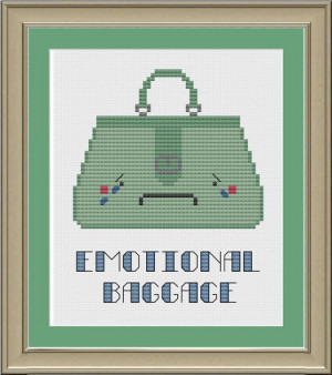 Emotional baggage: funny purse cross-stitch pattern