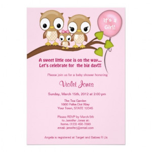 Owl Baby Shower Invitations Girl Mommy Daddy from Zazzle.com