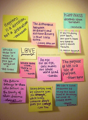 color, colorfull, love, note, post-it, quote, wall