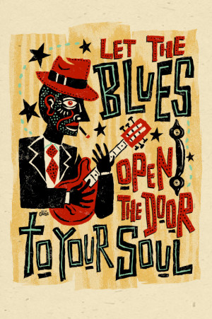 Blues Music - folk art poster 12x18 by Grego from mojohand.com