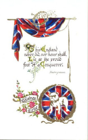 WW1 Patriotic Comic Postcard by Spurgin: Bulldog & Shakespeare Quote ...