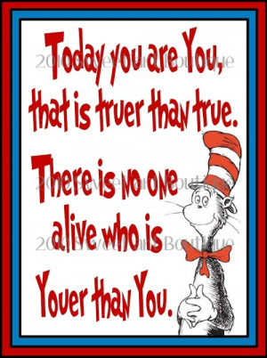 Dr Seuss art print today you are you kids Nursery Baby Wall art ...