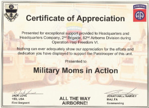 Certificate of Appreciation from Headquarters and Headquarters Company ...