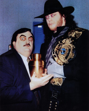 Paul Bearer with his and the Undertaker’s and Kane’s urn legendary ...