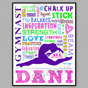 ... gymnastics word art girls personalized colorful gymnastics poster