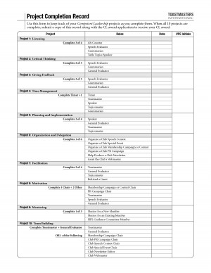project completion record district 4 toastmasters project completion ...