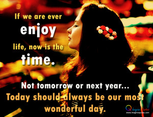 Life quote with cute girl, Cute girl is enjoying the life