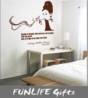 ... 90cm x 55cm vinyl-AUDREY HEPBURN & Quote Vinyl Wall Art Decal Stickers