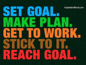 Set Goal, Make Plan, Get to work, Stick to it, Reach Goal
