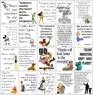 Collage with several Disney quotes