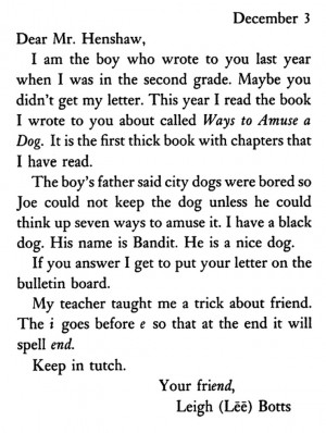 Dear Mr. Henshaw (1984) by Beverly Cleary is a Newbery award-winning ...