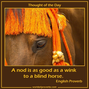 Proverbs - Famous Quotes: A nod's as good as a wink to a blind horse ...