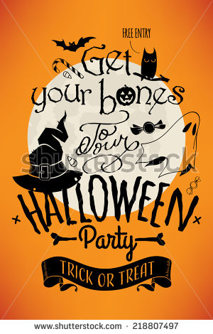 ... bones to our Halloween Party' text art | Stylish modern halloween