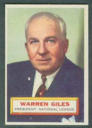 1956 Topps #..2 Warren Giles ROOKIE [#b] (N.L. President) Baseball ...