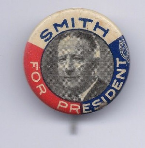 1928 Alfred Smith for President Democrate pinback 7/8