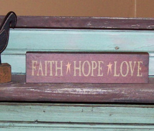 ... Sign-Faith Hope Love Wooden Shelf Sign,Word block,Faith Hope Love Sign
