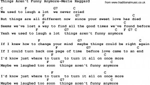 Country music song: Things Aren't Funny Anymore-Merle Haggard lyrics ...