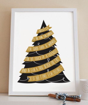 A4 Christmas Tree Print - Christmas Edith Sitwell Quote