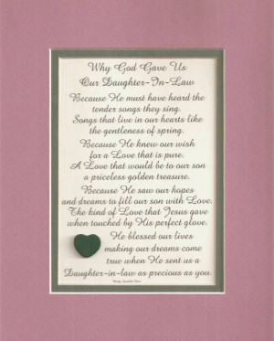 DAUGHTER IN LAW daughters verses poems plaques sayings
