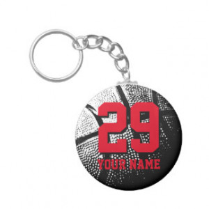 Custom basketball jersey number keychains for fans basic round button ...