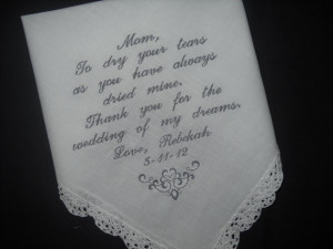 Mother of the Bride Poem Wedding Handkerchiefs, Wedding Gift for Mom ...