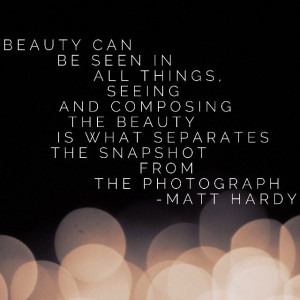 ... what separates the snapshot from the photography.