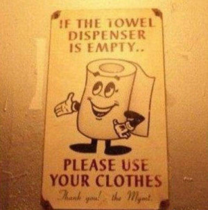 funny bathroom sign towel clothes