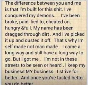 The difference between you and me