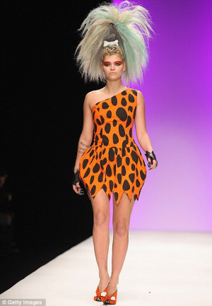 ... the runway for Jeremy Scott in 2009 in a Flintstones-inspired outfit