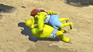 Shrek and Fiona Kissing