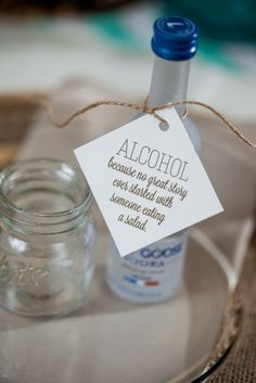, grey goose vodka, favor tags, wedding favors, Alcohol: Because no ...