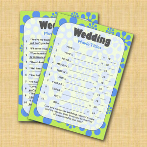 Printable Game - Movie Quiz - Bridal Wedding Shower Hen Party - Retro ...