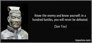 Know the enemy and know yourself; in a hundred battles, you will never ...