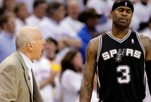 San Antonio Spurs head coach Gregg Popovich yells toward shooting ...