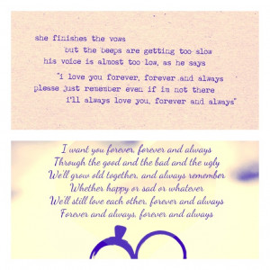 Forever and Always ~parachute Trev and I absolutely love this song!!!