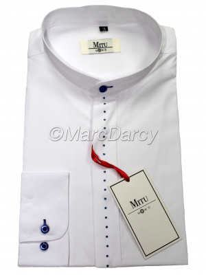 Home / Mens Designer Blue Diamante White Grandad Collar Shirt