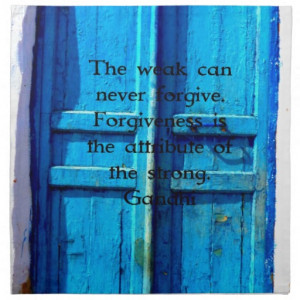 Gandhi Wisdom Quote with Vintage Blue Greek Door Napkin