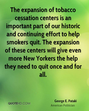 The expansion of tobacco cessation centers is an important part of our ...