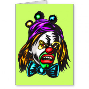 Crazy Evil Clown Greeting Cards