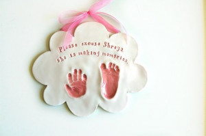 Baby gift hand and footprint in a cloud with a by Dprintsclayful, $74 ...
