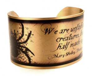 Frankenstein Quote Bracelet, Literary Jewelry with Creatures, Gold ...