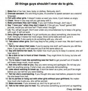 20 Things Guys Shouldn’t Ever Do To Girls…..