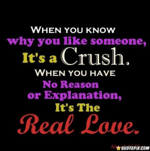 When you know why you like someone, its..